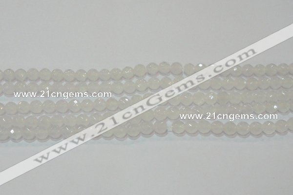 CAG6512 15.5 inches 8mm faceted round Brazilian white agate beads