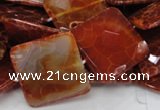 CAG652 15.5 inches 30*30mm faceted square natural fire agate beads