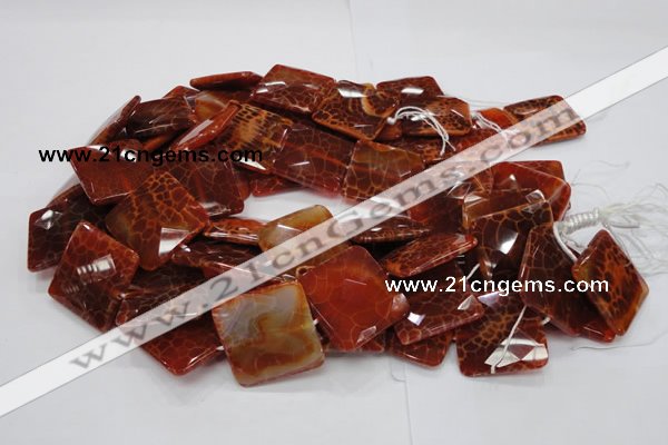 CAG652 15.5 inches 30*30mm faceted square natural fire agate beads