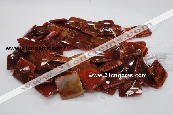 CAG653 15.5 inches 40*40mm faceted square natural fire agate beads