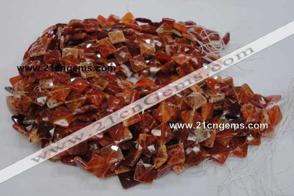 CAG654 15.5 inches 10*10mm faceted rhombic natural fire agate beads