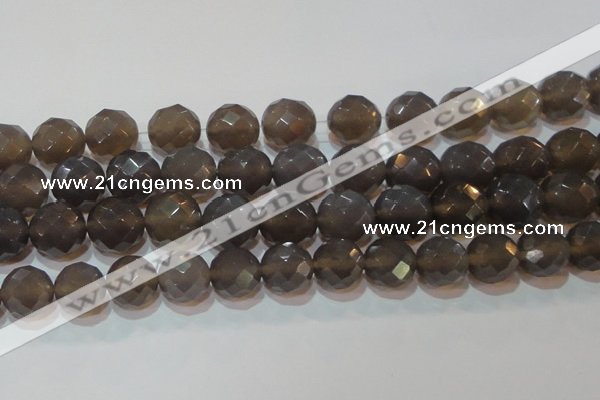 CAG6540 15.5 inches 18mm faceted round Brazilian grey agate beads