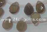 CAG6546 Top-drilled 10*14mm briolette Brazilian grey agate beads