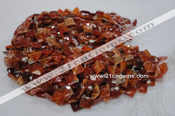 CAG655 15.5 inches 12*12mm faceted rhombic natural fire agate beads