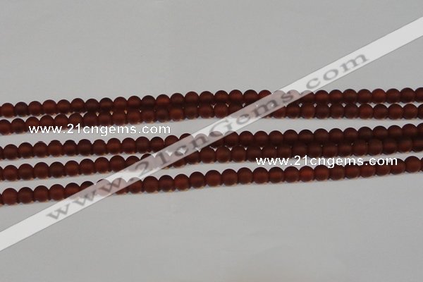 CAG6551 15.5 inches 5mm round matte red agate beads wholesale