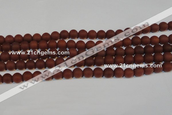 CAG6554 15.5 inches 8mm round matte red agate beads wholesale