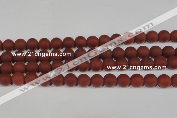 CAG6556 15.5 inches 12mm round matte red agate beads wholesale