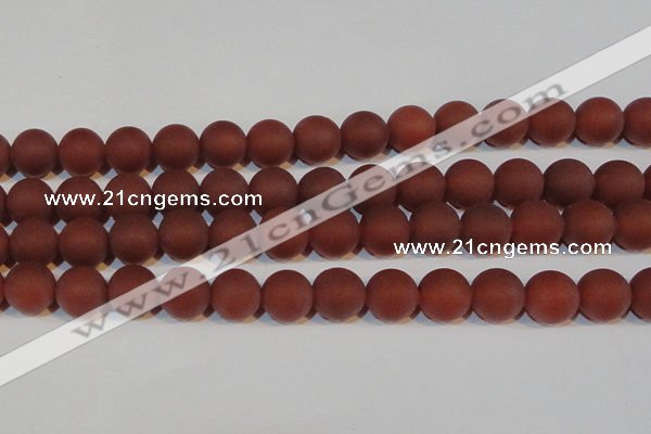 CAG6557 15.5 inches 14mm round matte red agate beads wholesale