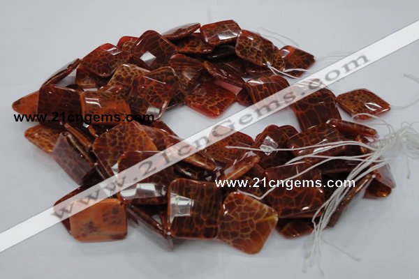 CAG656 15.5 inches 18*18mm faceted rhombic natural fire agate beads