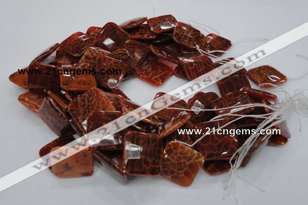 CAG657 15.5 inches 25*25mm faceted rhombic natural fire agate beads