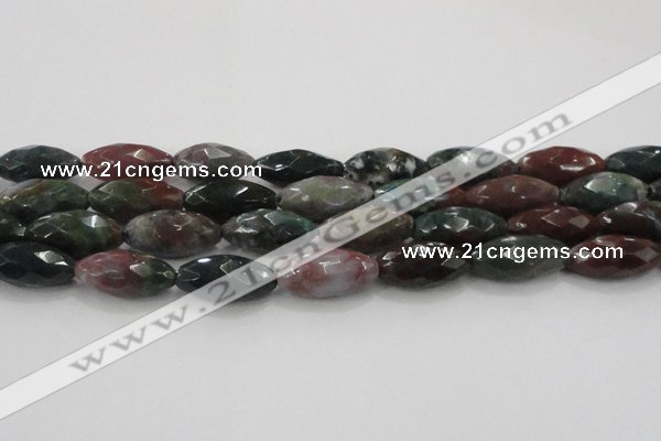 CAG6580 15.5 inches 11*25mm faceted rice Indian agate beads