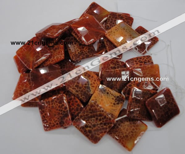 CAG659 15.5 inches 40*40mm faceted rhombic natural fire agate beads