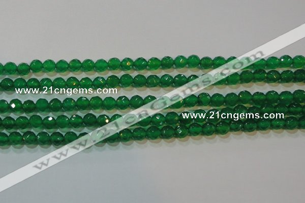 CAG6611 15.5 inches 4mm faceted round green agate gemstone beads