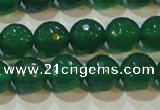 CAG6614 15.5 inches 10mm faceted round green agate gemstone beads