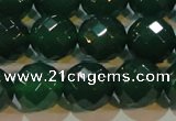 CAG6616 15.5 inches 14mm faceted round green agate gemstone beads