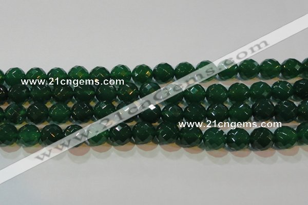 CAG6616 15.5 inches 14mm faceted round green agate gemstone beads