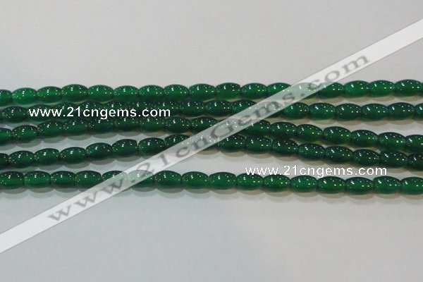 CAG6622 15.5 inches 6*9mm rice green agate gemstone beads