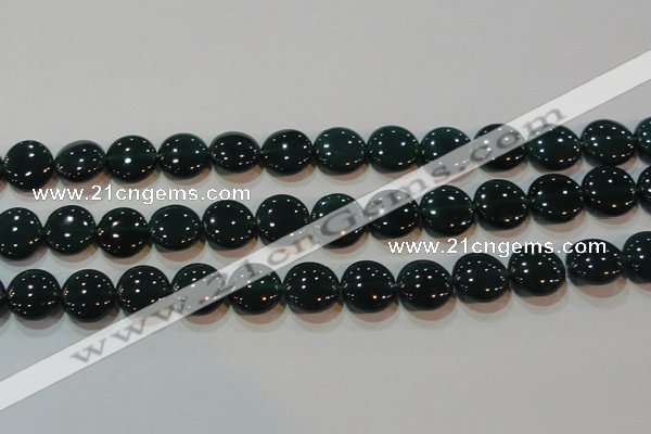 CAG6632 15.5 inches 13mm flat round green agate gemstone beads