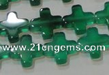 CAG6634 15.5 inches 10*10mm cross green agate gemstone beads