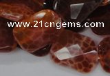 CAG664 15.5 inches 18*25mm faceted rectangle natural fire agate beads