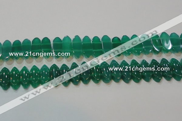 CAG6640 15.5 inches 8*20mm marquise double drilled green agate beads