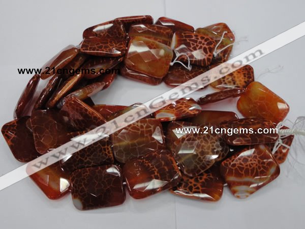 CAG666 15.5 inches 30*40mm faceted rectangle natural fire agate beads