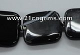 CAG6680 15.5 inches 25*25mm square black line agate beads