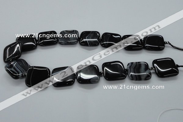 CAG6680 15.5 inches 25*25mm square black line agate beads