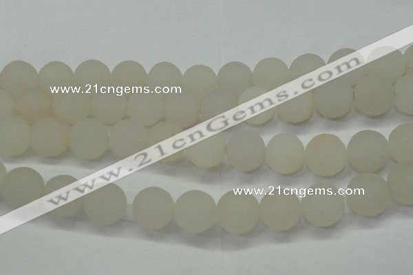 CAG6684 15 inches 16mm round white pilates agate beads