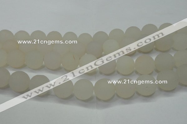 CAG6685 15 inches 18mm round white pilates agate beads