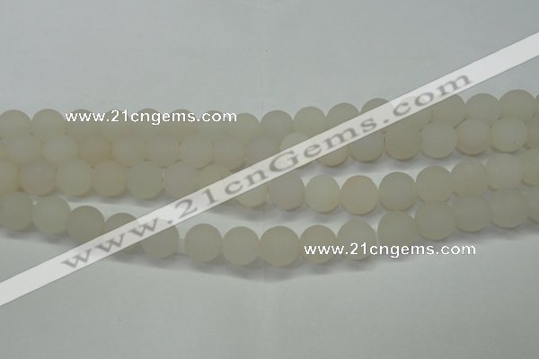 CAG6687 15 inches 8mm round white pilates agate beads