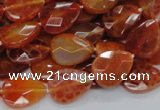 CAG670 15.5 inches 13*18mm faceted flat teardrop natural fire agate beads