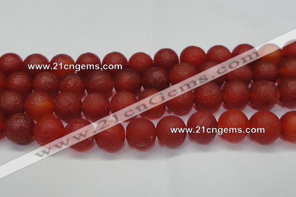 CAG6703 15 inches 14mm round red pilates agate beads