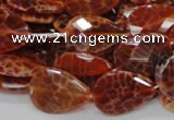CAG671 15.5 inches 18*25mm faceted flat teardrop natural fire agate beads