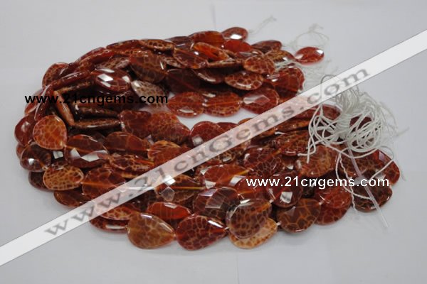 CAG672 15.5 inches 20*30mm faceted flat teardrop natural fire agate beads