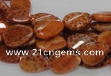 CAG673 15.5 inch 13*18mm faceted teardrop twisted natural fire agate beads