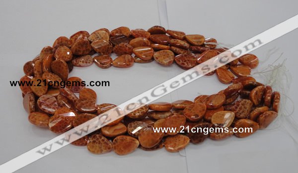 CAG673 15.5 inch 13*18mm faceted teardrop twisted natural fire agate beads