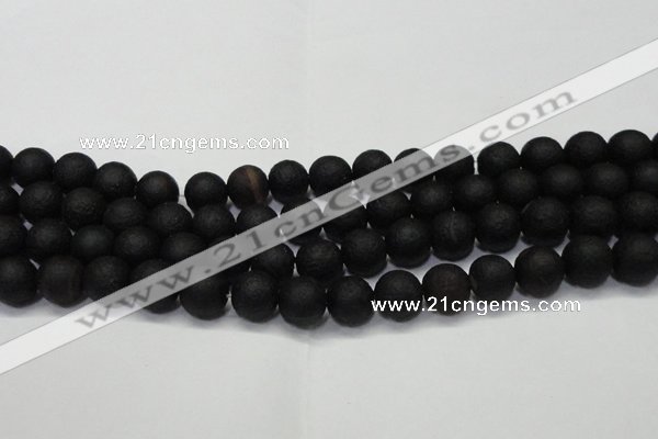 CAG6740 15 inches 8mm round black pilates agate beads