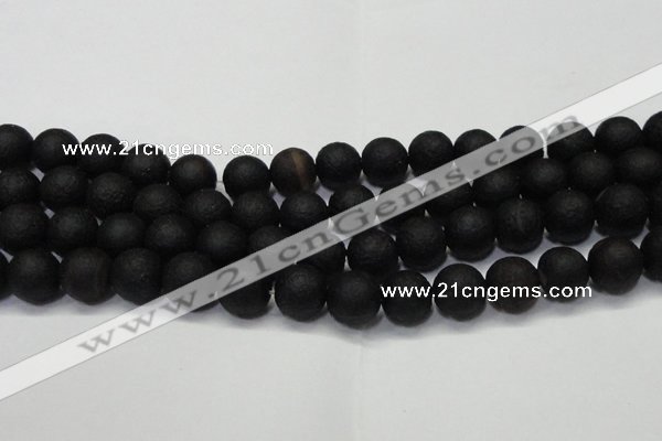 CAG6741 15 inches 10mm round black pilates agate beads