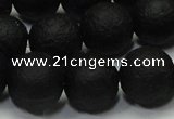 CAG6742 15 inches 12mm round black pilates agate beads