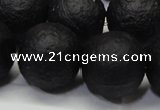 CAG6744 15 inches 16mm round black pilates agate beads