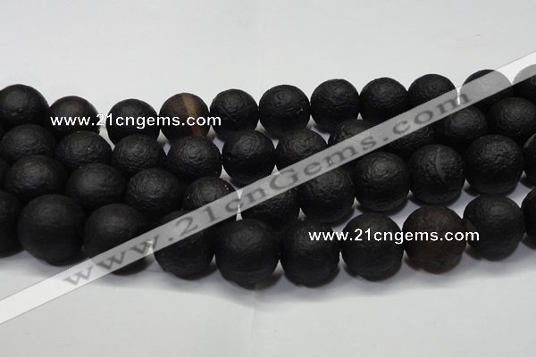 CAG6745 15 inches 18mm round black pilates agate beads