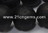 CAG6746 15 inches 20mm round black pilates agate beads