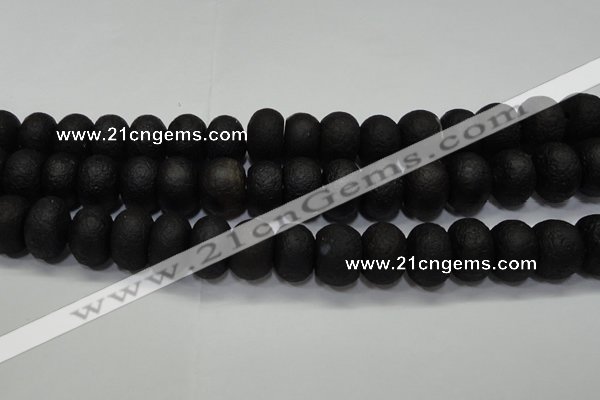 CAG6748 15 inches 10*14mm rondelle black pilates agate beads