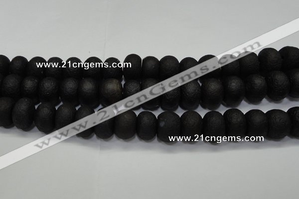 CAG6749 15 inches 12*16mm rondelle black pilates agate beads