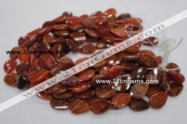 CAG675 15.5 inch 18*25mm faceted teardrop twisted natural fire agate beads
