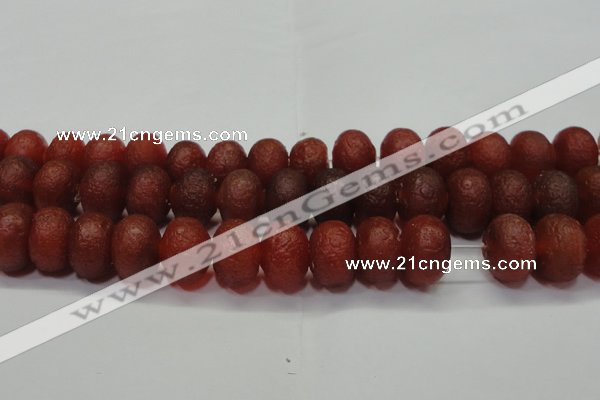 CAG6750 15 inches 10*14mm rondelle red pilates agate beads