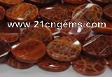 CAG677 15.5 inches 13*18mm twisted oval natural fire agate beads