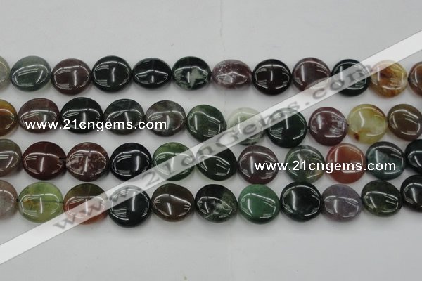 CAG6772 15.5 inches 16mm flat round Indian agate beads wholesale