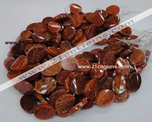 CAG678 15.5 inches 18*25mm twisted oval natural fire agate beads